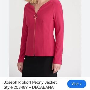 Joseph Ribkoff Pink Jacket Sz 12 Circular Zipper Pull Excellent condition